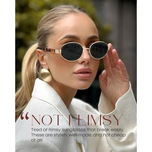 ? Sunglasses Women Grey Retro Oval Protection Trendy Sunnies Shade Eyewear main image 4